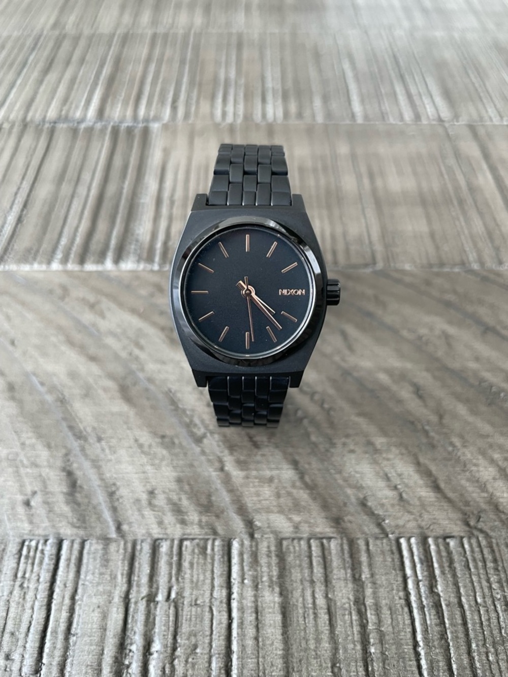 Nixon Small Time Teller Black Rose Gold Watch w/ Box + New Battery